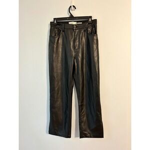 Abercrombie Fitch‎ The 90s Straight Vegan Leather Pants Black Size 29 Ultra High